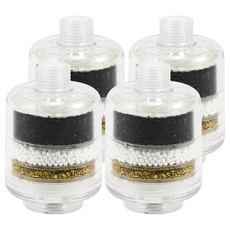 SHCJ 生活采家 交叉導水攜帶型淋浴用除氯過濾器, 無味, 4個