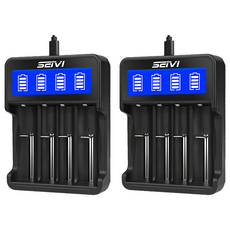 SEIVI lcd液晶四槽式 複合式鎳氫電池/鋰電池充電器 Type-C/Micro雙輸入 可充3/4號充電電池 18650 14500, 1入, 2個