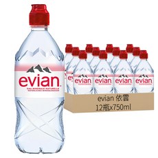 evian 依雲 台灣公司貨 天然礦泉水, 750ml, 12瓶