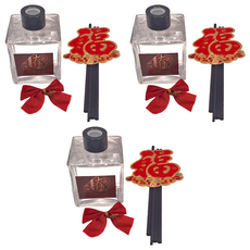 QiMart 箔金招財香氛珪藻土擴香瓶 200ML, 純棉麝香, 3罐