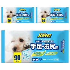 JOYPET 寵倍家 犬貓用 足/排泄部位濕紙巾 綠茶乾餾精華配方, 90張, 3包