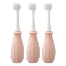 KU.KU Duckbill 酷咕鴨 極細兒童萬毛牙刷 柔軟刷毛 呵護乳齒 0-3歲適用, 櫻粉色, 1入, 3支