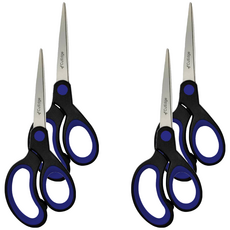 CutEdge 鋒銳 不沾膠萬用剪 7吋 藍色 - 辦公室/居家必備 輕鬆剪裁不沾黏, 4支