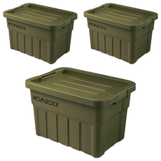 工業風高荷重附蓋收納箱 大型款 26L, 軍規綠, 3個