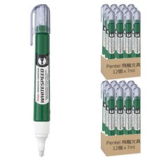 Pentel 飛龍文具 超速乾平頭修正液 ZLH64-WT, 7ml, 24個
