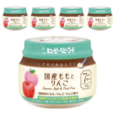 kewpie 極上嚴選 日本蘋果蜜桃泥 7M 混和口味(蘋果/蜜桃) 70g 日本原裝進口 寶寶副食品首選, 5罐