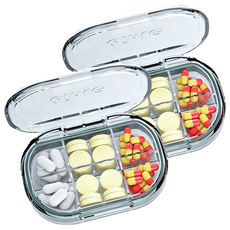 拍平方 藥盒, 透明 六格, 2個