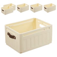 ONE HOUSE 川櫻伸縮折疊收納盒 手提款 22L OH-Q729-F1, 6個, 奶白色