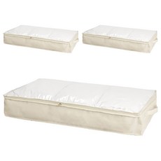 YOUFONE 麻棉布透視款衣物棉被收納袋 加大款, 米白色, 60 x 45 x 25cm, 3個