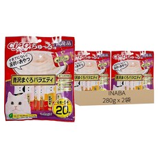 INABA CIAO 啾嚕 肉泥, 鮪魚 + 奢華鮪魚&鮪魚 + 豪華龍蝦&鮪魚 + 日本真鯛&鮪魚 + 海膽 + 鰹魚 + 雞肉, 280g, 2袋