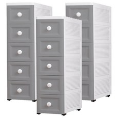 抽屜夾縫儲物收納櫃 密封款 5層, 3個, 灰色