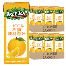 TREE TOP 樹頂 100%純柳橙汁 無添加糖、色素及無防腐劑 小瓶裝方便攜帶, 12入, 200ml
