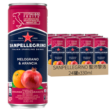 SANPELLEGRINO 聖沛黎洛 氣泡水果飲料 柑橘紅石榴, 330ml, 24罐