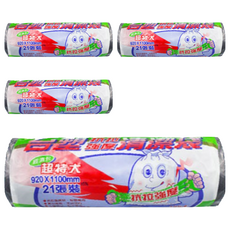 台塑 實心捲取清潔袋 超特大 125L 21張 點斷式 平底封口 不透明, 4包