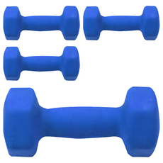 三次方 塑身小啞鈴, 3Kg 藍色, 鑄鐵+PVC材質, 居家健身, 六角設計, 手臂肌肉訓練, 4個
