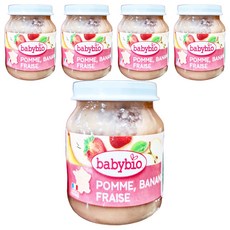 babybio 有機果泥 香蕉草莓, 130g, 5罐