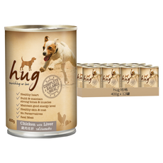 hug 哈格 全年齡犬 主食狗罐頭, 雞肉佐肝, 400g, 12罐