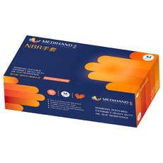 MEDIHAND 美恆 NBR鑽石紋手套 特厚款 橘色 100入 食品級 耐油止滑, M, 1盒