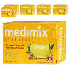 Medimix 綠寶石皇室藥草浴美肌皂 薑黃, 添加堅果油，深層清潔，肌膚光滑，油水平衡，依循印度古法製作, 125g, 6個