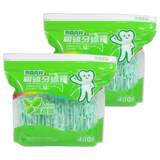 奈森克林 扁線薄荷牙線棒 400支, 2袋