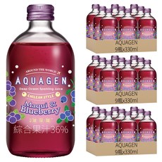 AQUAGEN 藍莓智利酒果海洋深層氣泡飲, 330ml, 27瓶