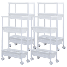 dayneeds 日需百備 日系簡約 隙縫三層推車置物車零件盒細縫櫃 BCF59, 白色, 4個