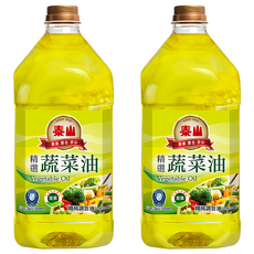 泰山 精選蔬菜油, 全素, 不添加棕櫚油, 3L, 2瓶