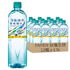 TAIYEN 台塩生技 海洋鹼性離子水 天然海水小分子 六年連續榮獲健康品牌, 1.5L, 12瓶