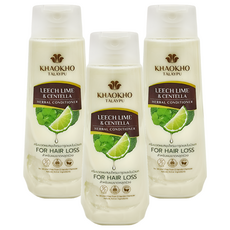 KHAOKHO TALAYPU 雙草本活髮潤髮乳 香檸&積雪草, 適用於頭髮稀疏，不含矽靈及12種有害化學物質, 330ml, 3瓶