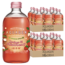 AQUAGEN 日本草莓荔枝海洋深層氣泡飲, 330ml, 18瓶