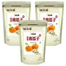 元氣家 原味帶殼南瓜子, 嚴選特大, 非油炸，養生又健康, 200g, 3包