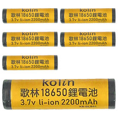 Kolin 歌林 18650鋰充電池2200mAh KB-DLB01, 6個, 1入