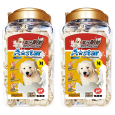 A star 潔牙嚼嚼骨結，幫助減少口臭，保持口腔清新, 牛奶, 1.3kg, 2桶