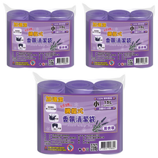 加連潔 綁提式 香氛清潔袋 小 薰衣草 3捲, 3包, 15L