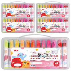 SKB 文明 胖福星球可水洗彩色筆套裝, 24色, 無毒安全, 5盒