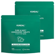 KUNDAL 昆黛爾 洗碗機用清潔錠 30顆, 330g, 2袋