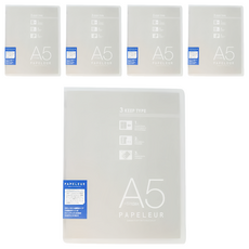 KyOKUTO 薄型3用資料夾 20孔 A5, 透明, 5本