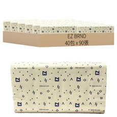 EZ BRND 小五折雙層廚房紙巾擦手紙, 90張, 40包