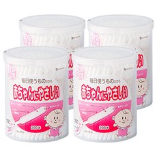 SANYO 山洋 嬰幼兒用棉花棒 日本原裝進口 百分百綿 幾丁聚糖抗菌加工, 200入, 4罐