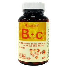 VegEden 蔬食伊甸園 酵母B群 + 維生素C錠，補充每日營養所需, 490mg, 60顆, 1罐