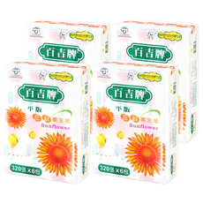 百吉牌 平版衛生紙 花紋 Sunflower 320張 X 6包, 4袋