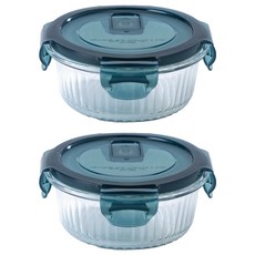 cook power 鍋寶 耐熱玻璃防滑保鮮盒 320ml, 2組, 容器 + 蓋子