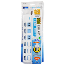 東億 6開關6插座延長線, 12R 3.6m, 台灣製造, 防火災, TY-S122, 1條