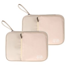 iSFun 都會鋪棉 3C皮革可掛化妝收納包, 米色, 2個