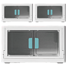 可摺疊大容量收納箱 特大雙開門, 藍色, 3個