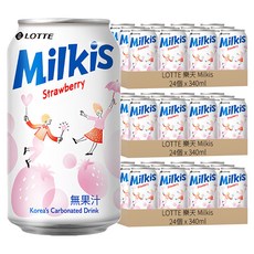 LOTTE 樂天 Milkis 草莓優格風味碳酸飲, 340ml, 72罐