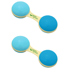 美國 green sprouts 小綠芽 天然植物樹脂製成啞鈴波浪鼓, 水藍色, 2個