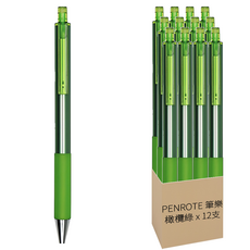 PENROTE 筆樂 E5元素秒乾中性筆 藍墨, 橄欖綠, 12支