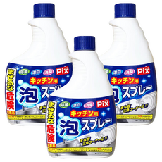 Lion Chemical 獅子化學 Pix 廚房除菌漂白消臭泡沫噴霧補充瓶，適用於廚房周邊、流理臺水槽、砧板、刀具、置物洗菜籃, 400g, 3瓶