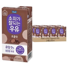 每日 (Maeil) 易消化牛奶 無乳糖牛奶 巧克力口味 套組, 190ml, 24入